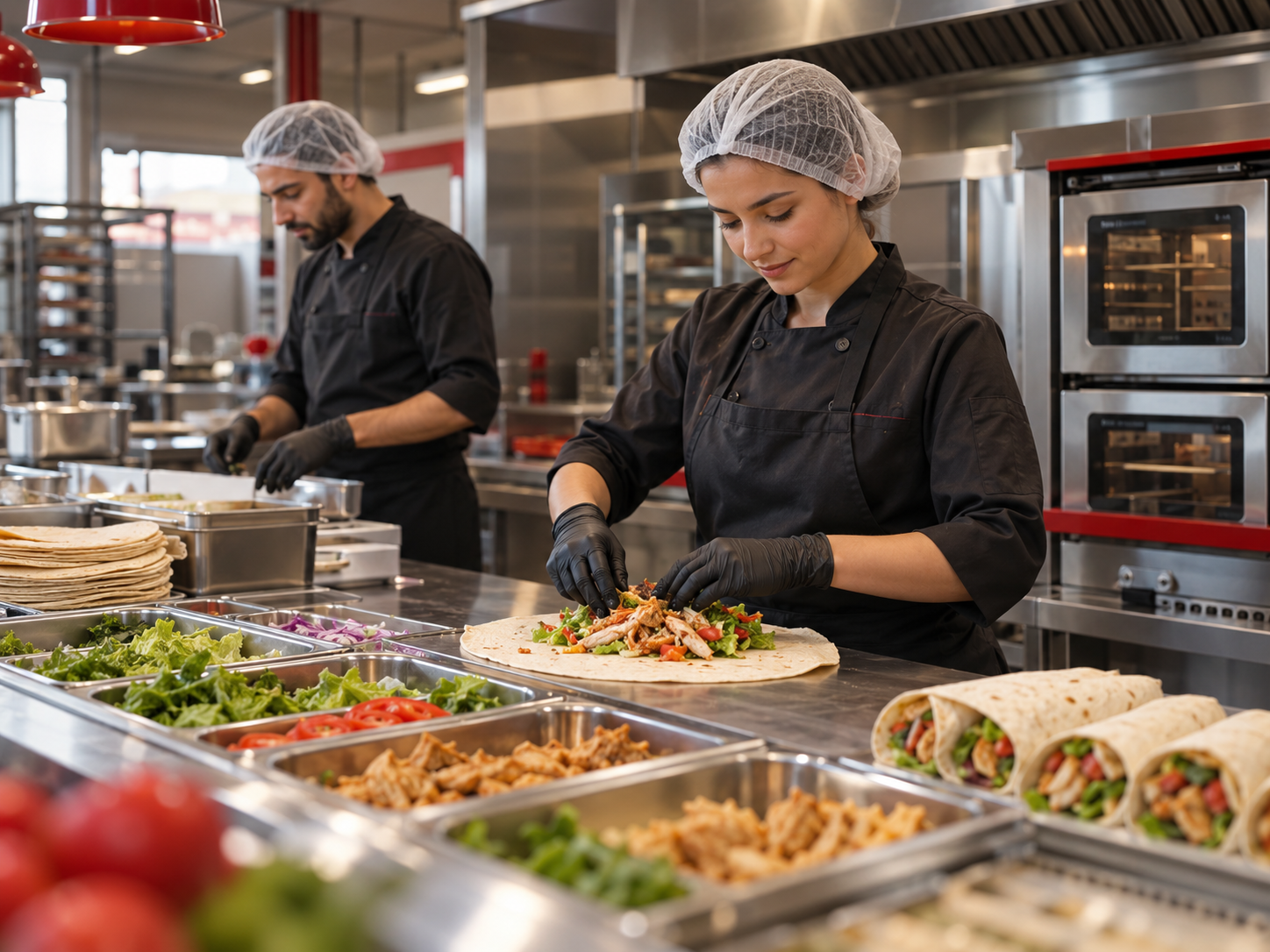 Mutfakta özenle hazırlanan Rolls Tacos ürünleri